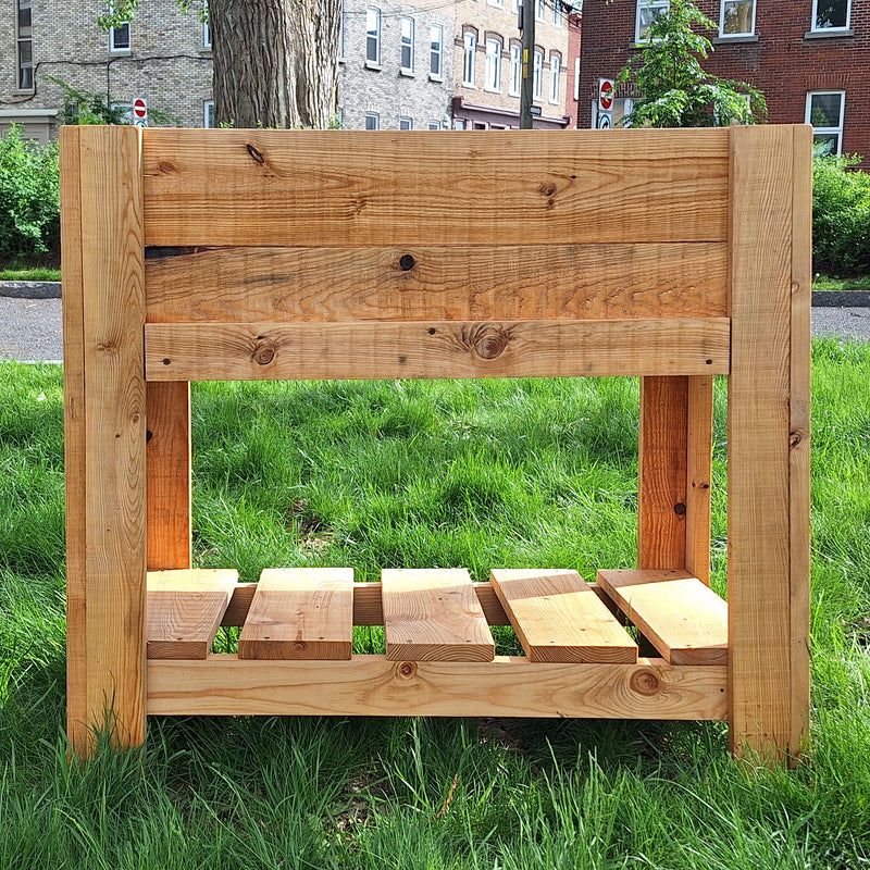 Chargez l'image dans la visionneuse de la galerie, Bac à jardinage ou jardinière pour balcon en bois avec tablette en option