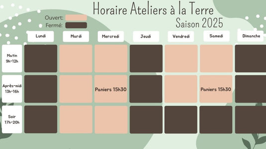 Horaire de jardinage 👨🌾
