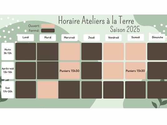 Horaire de jardinage 👨‍🌾