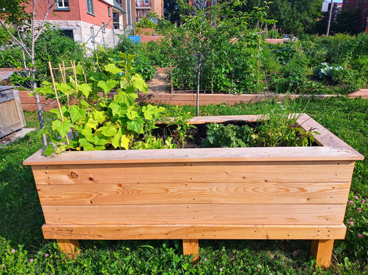 Bac à jardinage de grand format sur pattes en bois